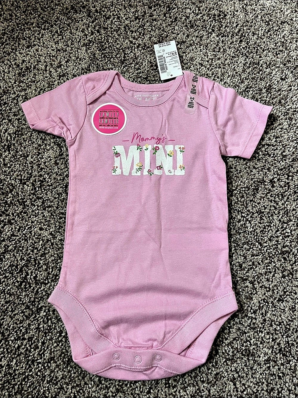 The Children's Place Mommy's Mini Graphic Bodysuit Floral Pink Bodysuit Size 6-9